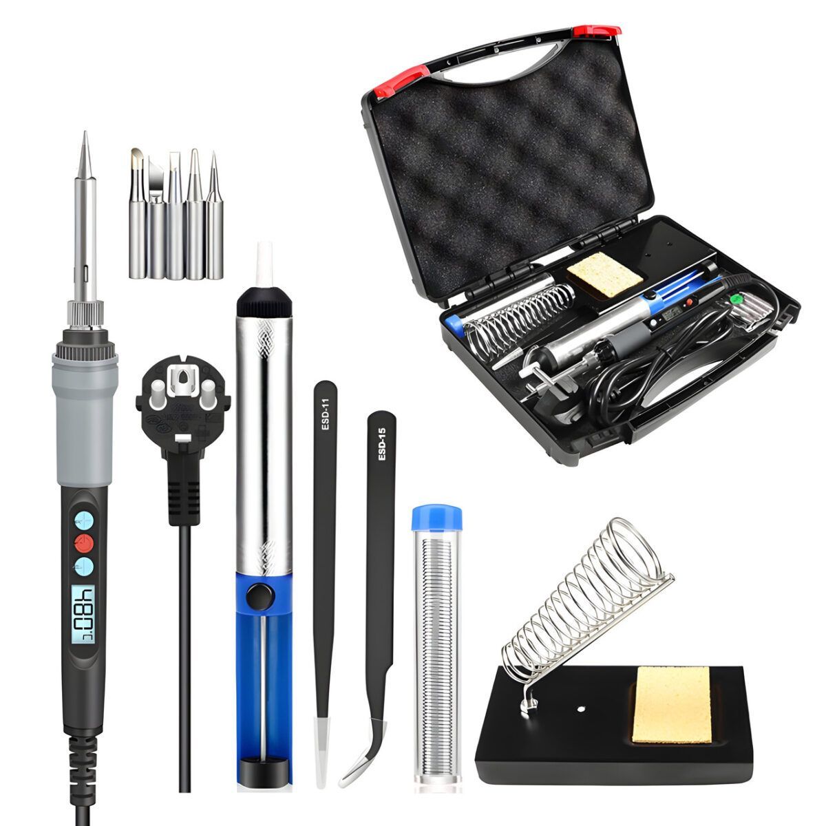 Паяльний набір з регулюванням температури в кейсі