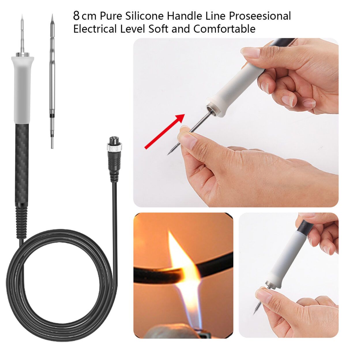 Паяльник з силіконовою ручкою, професійний, комфортний