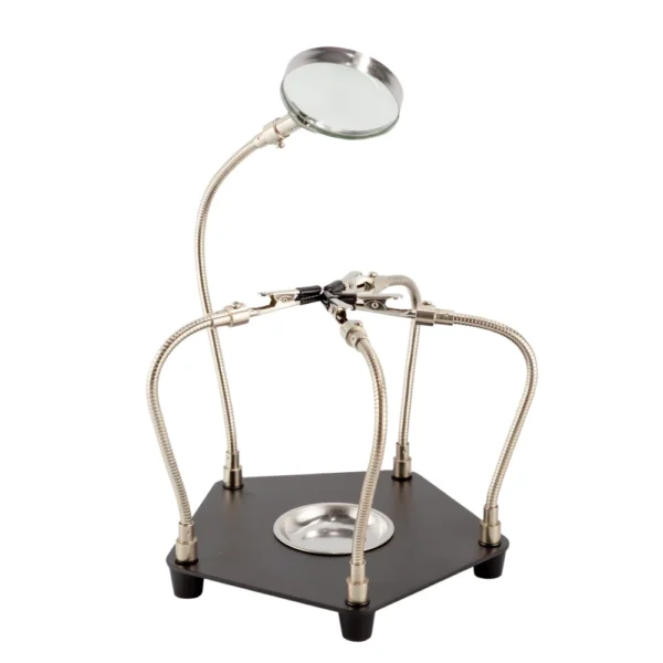 Гнучка підставка для паяння з лупою та крокодилами