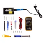 Набір для паяння з мультиметром: паяльник, припій, жала.